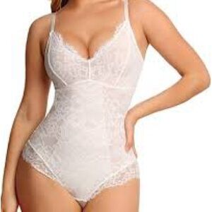 Shapellx Lace Bodysuit Camisole - White